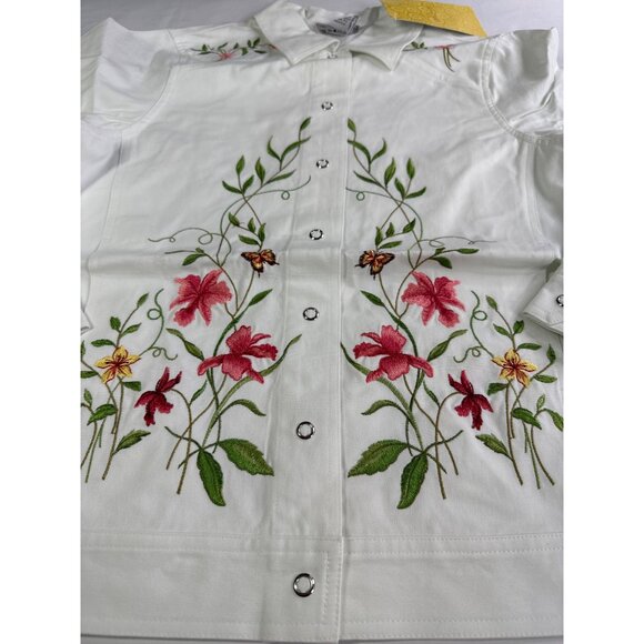Victor Costa White Embroidered Jacket Size Small Vintage Cotton Blend NWT - Picture 2 of 9